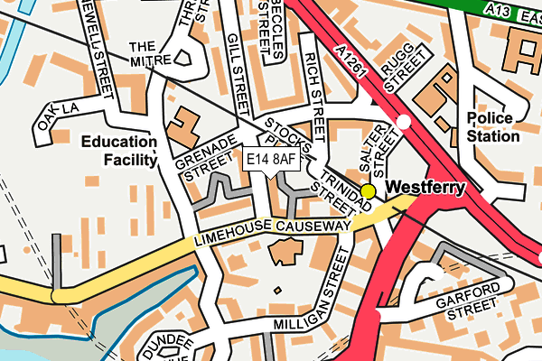 E14 8AF map - OS OpenMap – Local (Ordnance Survey)