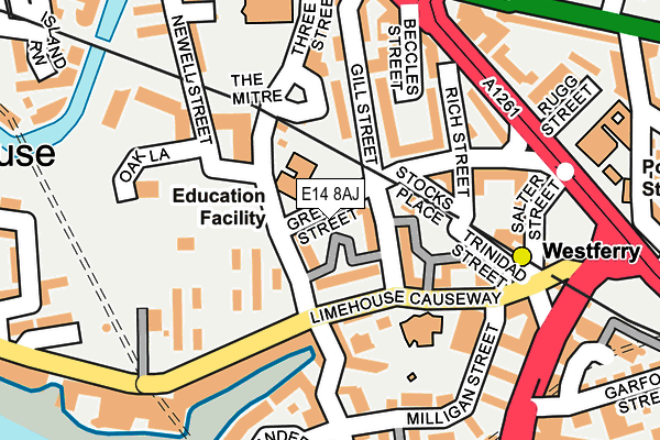 E14 8AJ map - OS OpenMap – Local (Ordnance Survey)