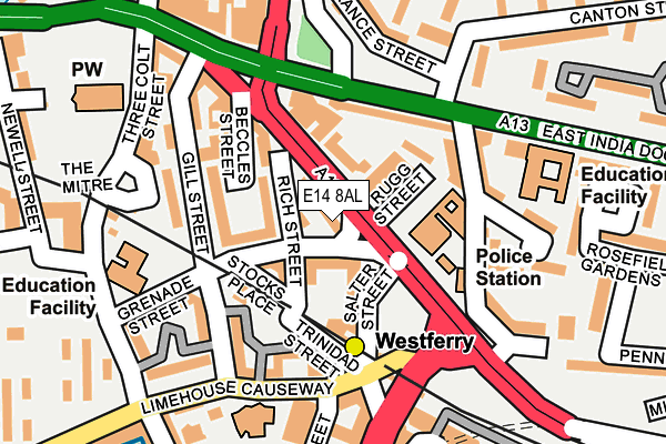 E14 8AL map - OS OpenMap – Local (Ordnance Survey)