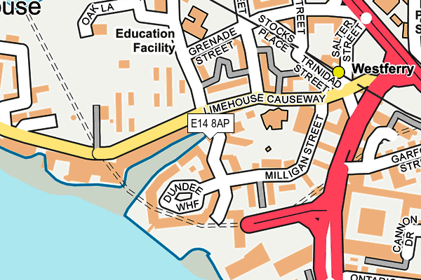 E14 8AP map - OS OpenMap – Local (Ordnance Survey)