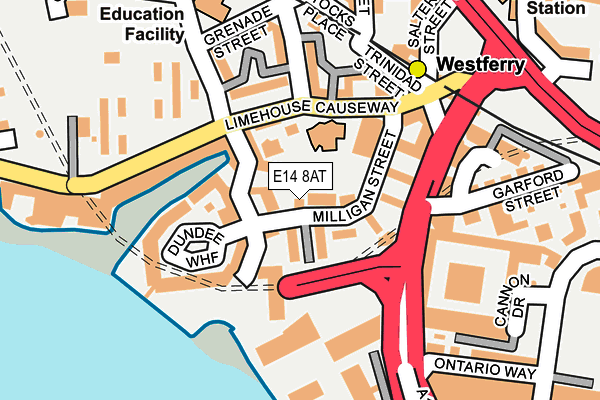 E14 8AT map - OS OpenMap – Local (Ordnance Survey)