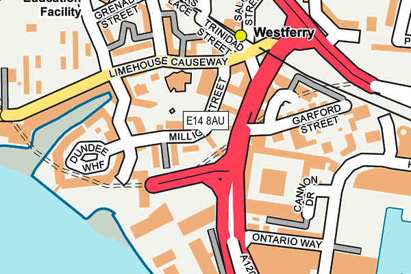 E14 8AU map - OS OpenMap – Local (Ordnance Survey)