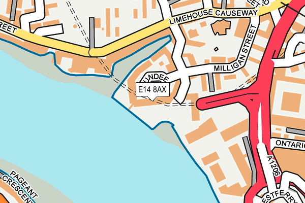 E14 8AX map - OS OpenMap – Local (Ordnance Survey)