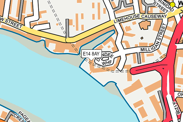 E14 8AY map - OS OpenMap – Local (Ordnance Survey)