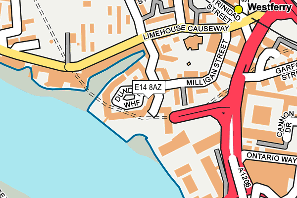 E14 8AZ map - OS OpenMap – Local (Ordnance Survey)