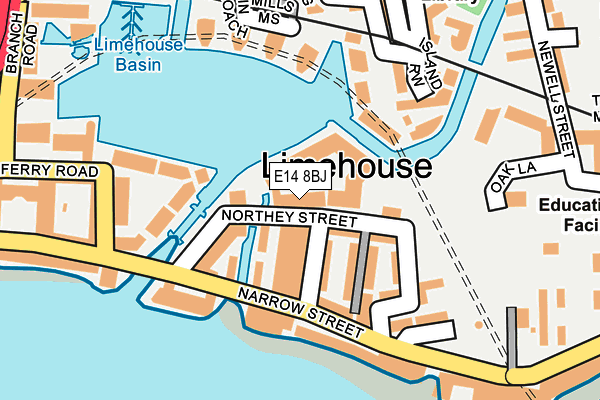 E14 8BJ map - OS OpenMap – Local (Ordnance Survey)