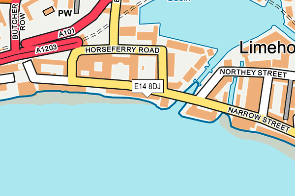 E14 8DJ map - OS OpenMap – Local (Ordnance Survey)