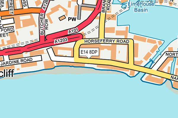 E14 8DP map - OS OpenMap – Local (Ordnance Survey)