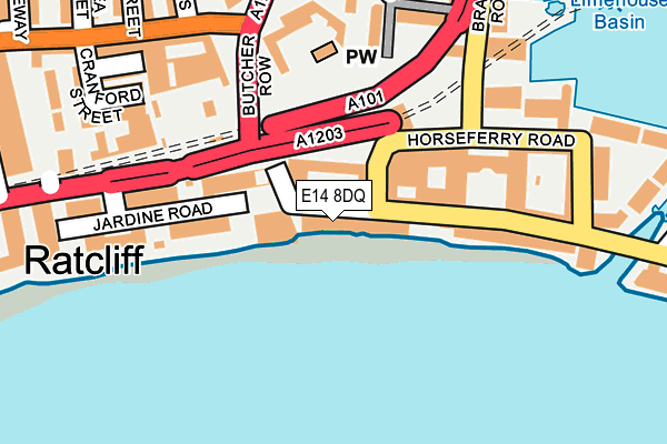 E14 8DQ map - OS OpenMap – Local (Ordnance Survey)