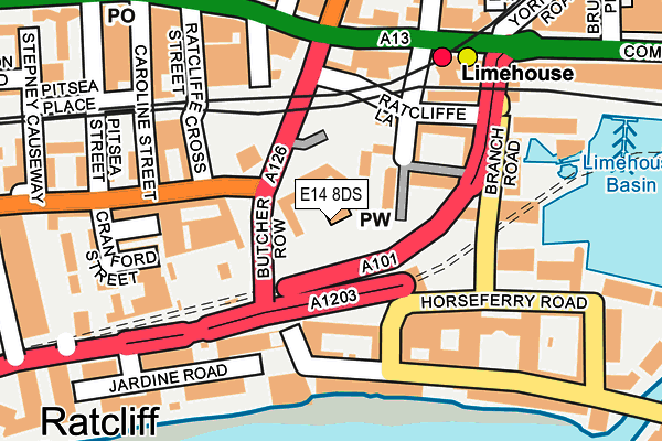 E14 8DS map - OS OpenMap – Local (Ordnance Survey)