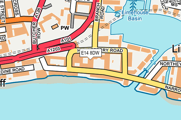 E14 8DW map - OS OpenMap – Local (Ordnance Survey)