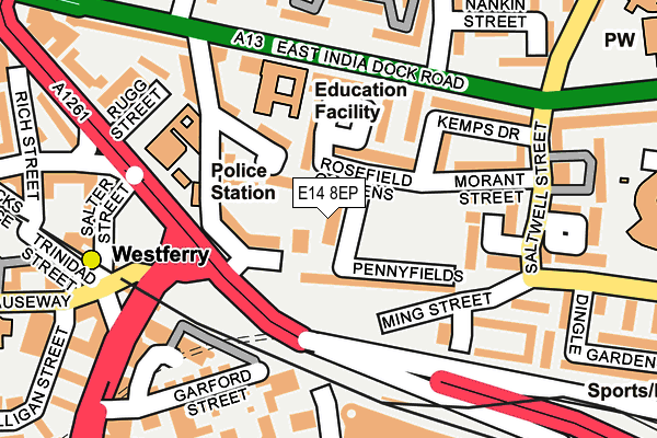 E14 8EP map - OS OpenMap – Local (Ordnance Survey)