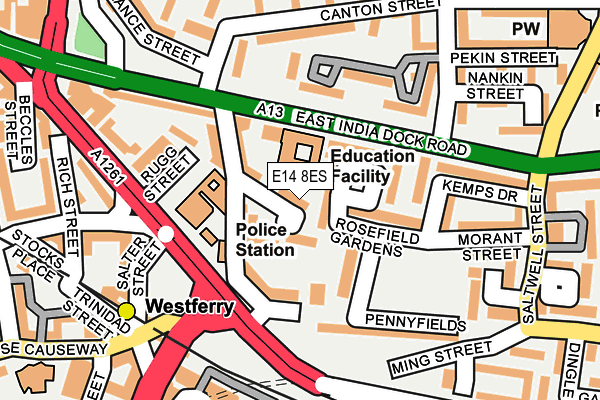 E14 8ES map - OS OpenMap – Local (Ordnance Survey)