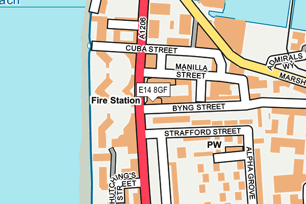 E14 8GF map - OS OpenMap – Local (Ordnance Survey)