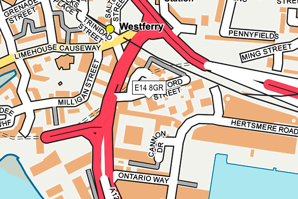E14 8GR map - OS OpenMap – Local (Ordnance Survey)
