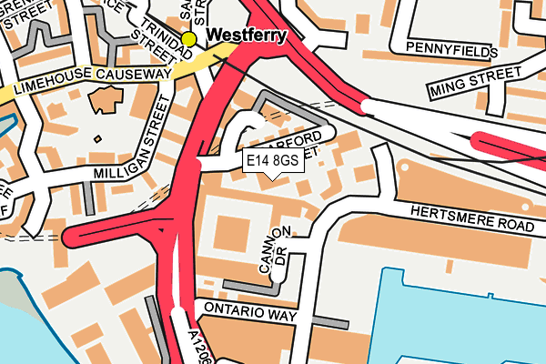 E14 8GS map - OS OpenMap – Local (Ordnance Survey)