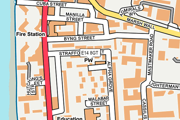 E14 8GT map - OS OpenMap – Local (Ordnance Survey)