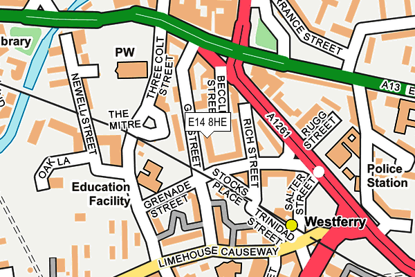 E14 8HE map - OS OpenMap – Local (Ordnance Survey)