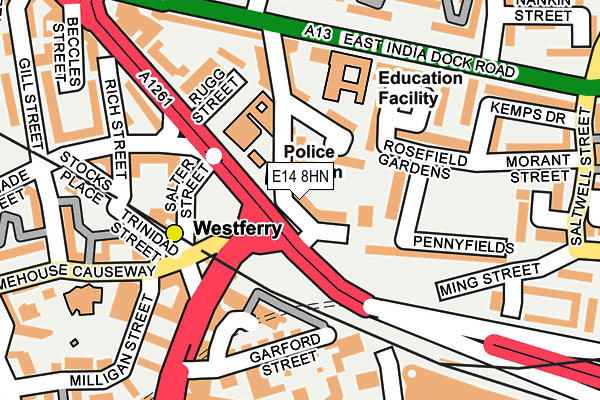 E14 8HN map - OS OpenMap – Local (Ordnance Survey)