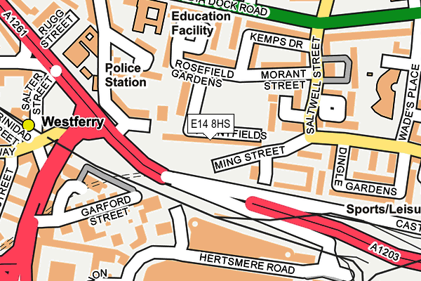 E14 8HS map - OS OpenMap – Local (Ordnance Survey)