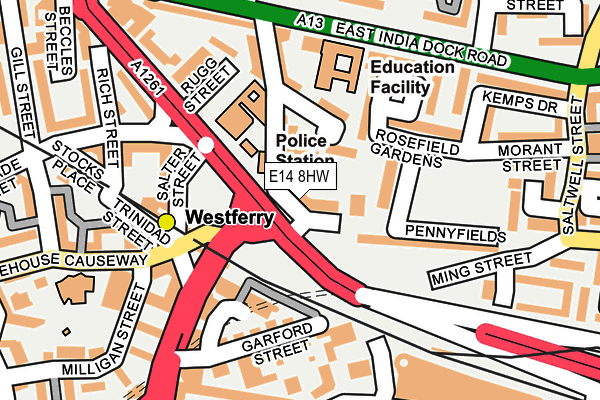 E14 8HW map - OS OpenMap – Local (Ordnance Survey)