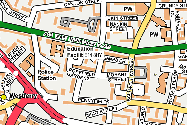 E14 8HY map - OS OpenMap – Local (Ordnance Survey)