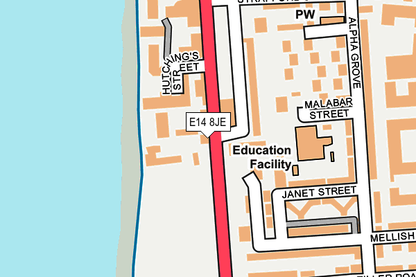 E14 8JE map - OS OpenMap – Local (Ordnance Survey)