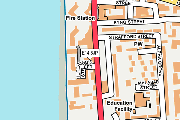 E14 8JP map - OS OpenMap – Local (Ordnance Survey)