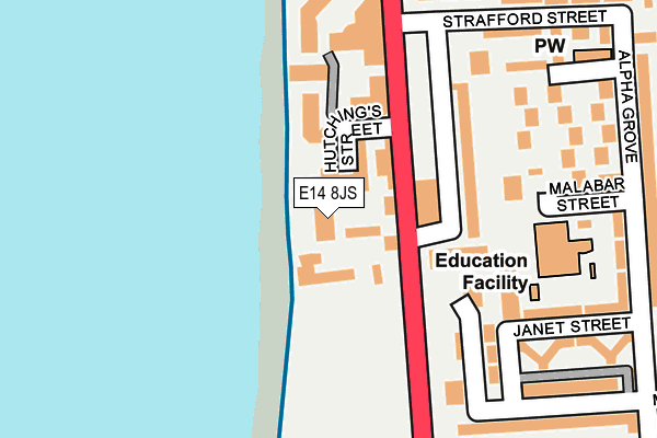 E14 8JS map - OS OpenMap – Local (Ordnance Survey)