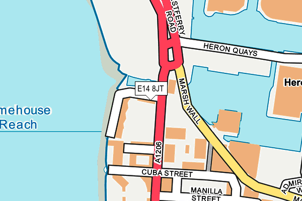 E14 8JT map - OS OpenMap – Local (Ordnance Survey)