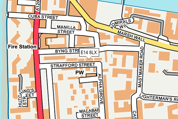 E14 8LX map - OS OpenMap – Local (Ordnance Survey)