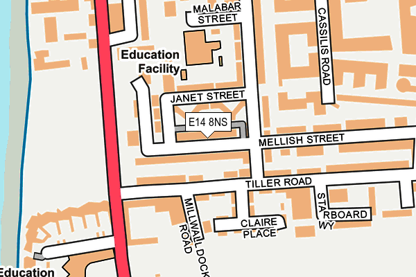 E14 8NS map - OS OpenMap – Local (Ordnance Survey)