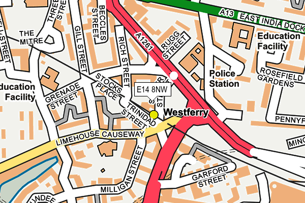 E14 8NW map - OS OpenMap – Local (Ordnance Survey)