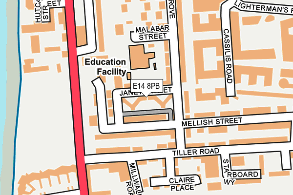 E14 8PB map - OS OpenMap – Local (Ordnance Survey)