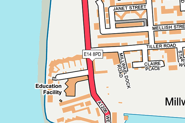 E14 8PD map - OS OpenMap – Local (Ordnance Survey)