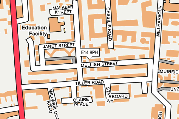 E14 8PH map - OS OpenMap – Local (Ordnance Survey)