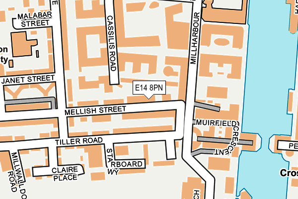 E14 8PN map - OS OpenMap – Local (Ordnance Survey)