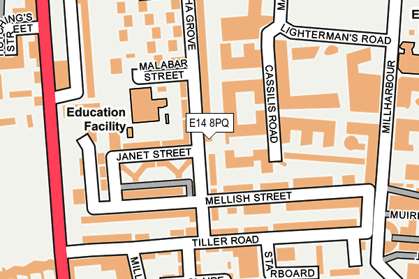 E14 8PQ map - OS OpenMap – Local (Ordnance Survey)