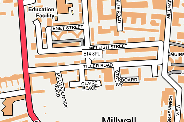 E14 8PU map - OS OpenMap – Local (Ordnance Survey)