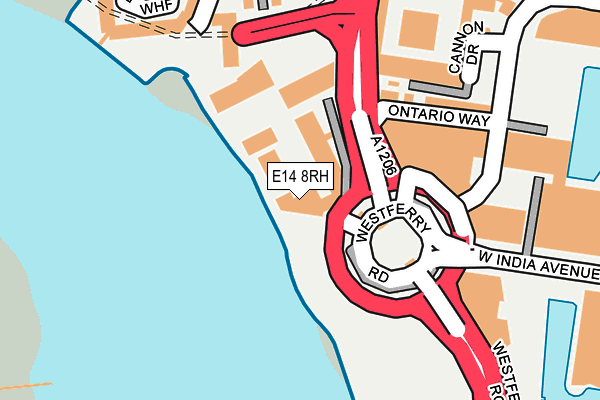 E14 8RH map - OS OpenMap – Local (Ordnance Survey)