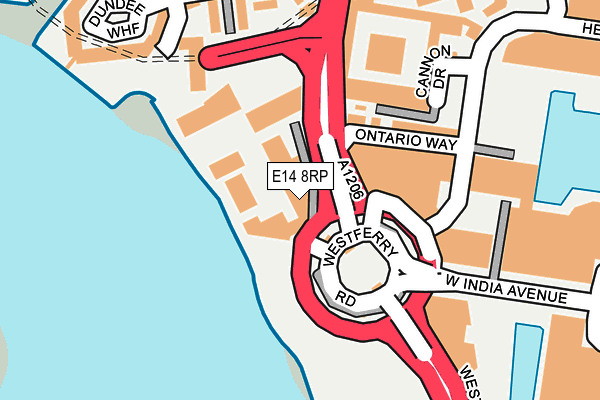 E14 8RP map - OS OpenMap – Local (Ordnance Survey)