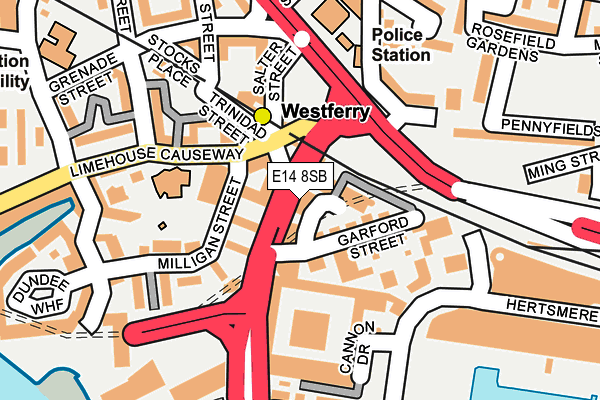 E14 8SB map - OS OpenMap – Local (Ordnance Survey)