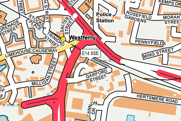 E14 8SE map - OS OpenMap – Local (Ordnance Survey)