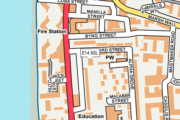 E14 8SL map - OS OpenMap – Local (Ordnance Survey)