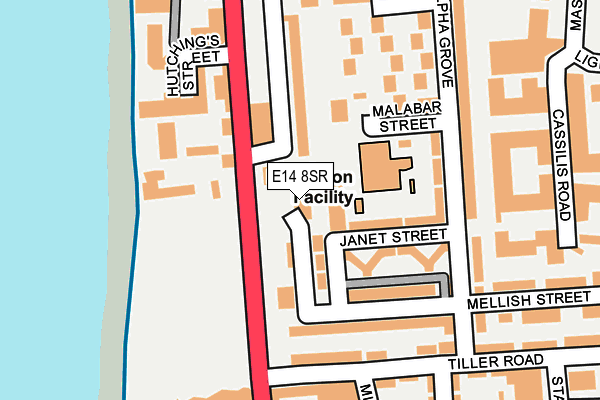 E14 8SR map - OS OpenMap – Local (Ordnance Survey)