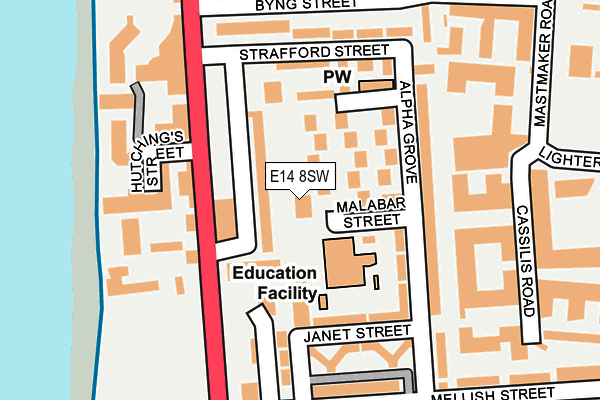 E14 8SW map - OS OpenMap – Local (Ordnance Survey)