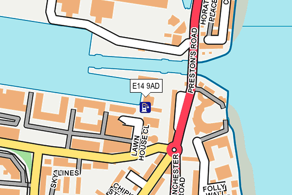 E14 9AD map - OS OpenMap – Local (Ordnance Survey)