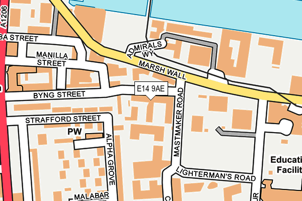 E14 9AE map - OS OpenMap – Local (Ordnance Survey)