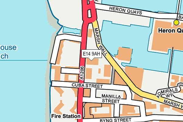E14 9AH map - OS OpenMap – Local (Ordnance Survey)