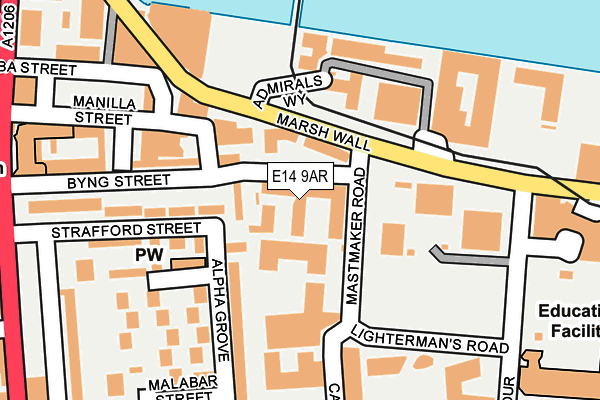 E14 9AR map - OS OpenMap – Local (Ordnance Survey)